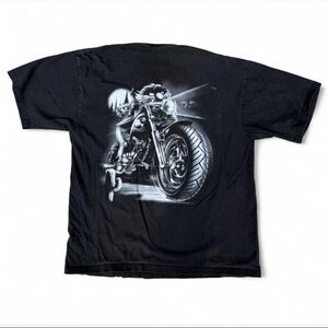 Black Sesame Street Graphic T-Shirt with Motorcycle Design